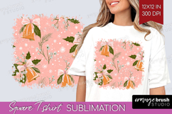 Pink Christmas Square Tshirt Background - Coquette Xmas PNG Product Image 1