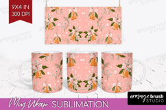 Pink Christmas Mug Wrap - Coquette Xmas Mug PNG Sublimation Product Image 1