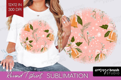Pink Christmas Round Tshirt Background - Coquette Xmas PNG Product Image 1