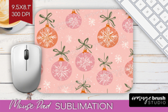 Pink Christmas Mouse Pad Sublimation - Coquette Xmas PNG Product Image 1