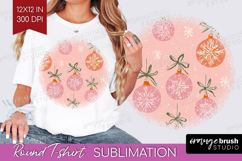 Pink Christmas Round Tshirt Background - Coquette Xmas PNG Product Image 1