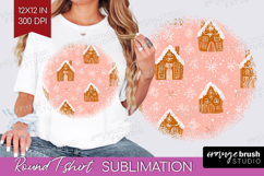 Pink Christmas Round Tshirt Background - Coquette Xmas PNG Product Image 1