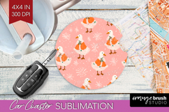 Pink Christmas Car Coaster - Coquette Xmas Coaster PNG Product Image 1