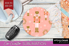 Pink Christmas Car Coaster - Coquette Xmas Coaster PNG Product Image 1