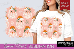 Pink Christmas Square Tshirt Background - Coquette Xmas PNG Product Image 1