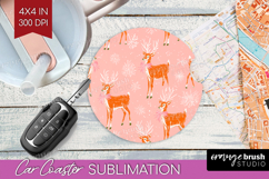 Pink Christmas Car Coaster - Coquette Xmas Coaster PNG Product Image 1