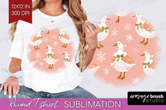 Pink Christmas Round Tshirt Background - Coquette Xmas PNG Product Image 1