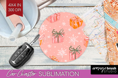 Pink Christmas Car Coaster - Coquette Xmas Coaster PNG Product Image 1