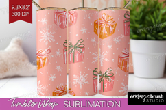 Pink Christmas Tumbler Wrap - Coquette Xmas Tumbler PNG Product Image 1