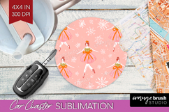 Pink Christmas Car Coaster - Coquette Xmas Coaster PNG Product Image 1