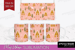 Pink Christmas Mug Wrap - Coquette Xmas Mug PNG Sublimation Product Image 1
