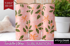 Pink Christmas Tumbler Wrap - Coquette Xmas Tumbler PNG Product Image 1