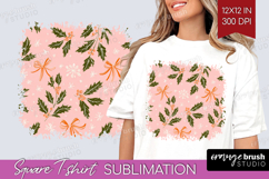 Pink Christmas Square Tshirt Background - Coquette Xmas PNG Product Image 1