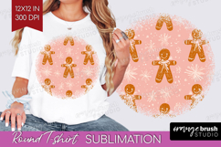 Pink Christmas Round Tshirt Background - Coquette Xmas PNG Product Image 1