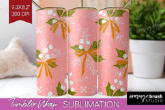 Pink Christmas Tumbler Wrap - Coquette Xmas Tumbler PNG Product Image 1