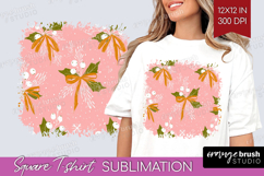 Pink Christmas Square Tshirt Background - Coquette Xmas PNG Product Image 1