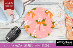 Pink Christmas Car Coaster - Coquette Xmas Coaster PNG Product Image 1