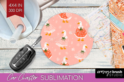 Pink Christmas Car Coaster - Coquette Xmas Coaster PNG Product Image 1