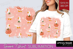 Pink Christmas Square Tshirt Background - Coquette Xmas PNG Product Image 1