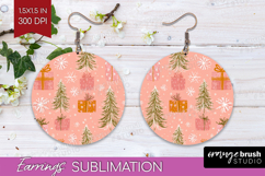 Pink Christmas Round Earrings - Coquette Xmas PNG Product Image 1