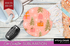 Pink Christmas Car Coaster - Coquette Xmas Coaster PNG Product Image 1