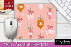 Pink Christmas Mouse Pad Sublimation - Coquette Xmas PNG Product Image 1