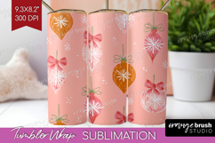 Pink Christmas Tumbler Wrap - Coquette Xmas Tumbler PNG Product Image 1