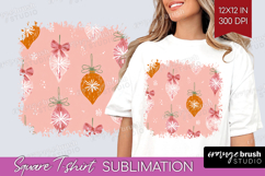 Pink Christmas Square Tshirt Background - Coquette Xmas PNG Product Image 1