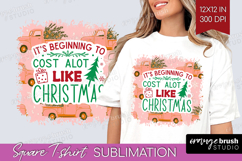 Funny Christmas Quote Square Tshirt Background - Pink Xmas Product Image 1