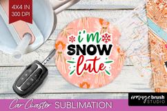 Funny Christmas Quote Car Coaster - Pink Xmas Coaster PNG Product Image 1