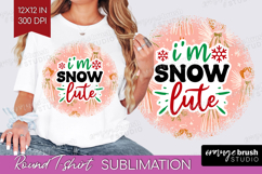 Funny Christmas Quote Round Tshirt Background - Pink Xmas Product Image 1