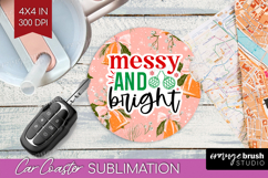 Funny Christmas Quote Car Coaster - Pink Xmas Coaster PNG Product Image 1