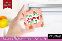 Funny Christmas Quote Magnet Sublimation - Pink Xmas Square Product Image 1
