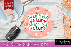 Funny Christmas Quote Car Coaster - Pink Xmas Coaster PNG Product Image 1