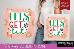 Funny Christmas Quote Tote Bag - Pink Xmas Tote Bag PNG Product Image 1