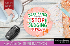 Funny Christmas Quote Car Coaster - Pink Xmas Coaster PNG Product Image 1