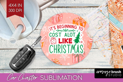 Funny Christmas Quote Car Coaster - Pink Xmas Coaster PNG Product Image 1