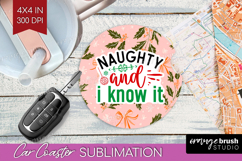 Funny Christmas Quote Car Coaster - Pink Xmas Coaster PNG Product Image 1