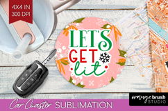 Funny Christmas Quote Car Coaster - Pink Xmas Coaster PNG Product Image 1