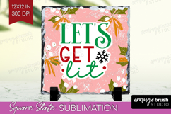 Funny Christmas Quote Slate PNG - Pink Xmas Square Slate Product Image 1