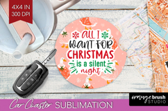 Funny Christmas Quote Car Coaster - Pink Xmas Coaster PNG Product Image 1