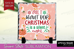 Funny Christmas Quote Slate PNG - Pink Xmas Square Slate Product Image 1