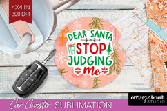 Funny Christmas Quote Car Coaster - Pink Xmas Coaster PNG Product Image 1