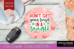 Funny Christmas Quote Car Coaster - Pink Xmas Coaster PNG Product Image 1