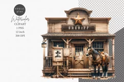 Western clipart, Sheriff clipart, Watercolor clipart Product Image 1