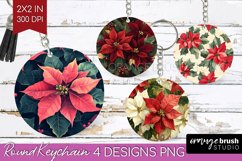 Poinsettia Keychain PNG - Christmas Keychain Sublimation Product Image 1