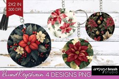 Poinsettia Keychain PNG - Christmas Keychain Sublimation Product Image 1