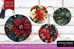 Poinsettia Keychain PNG - Christmas Keychain Sublimation Product Image 1