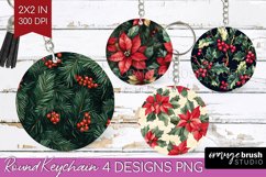 Poinsettia Keychain PNG - Christmas Keychain Sublimation Product Image 1