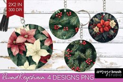 Poinsettia Keychain PNG - Christmas Keychain Sublimation Product Image 1
